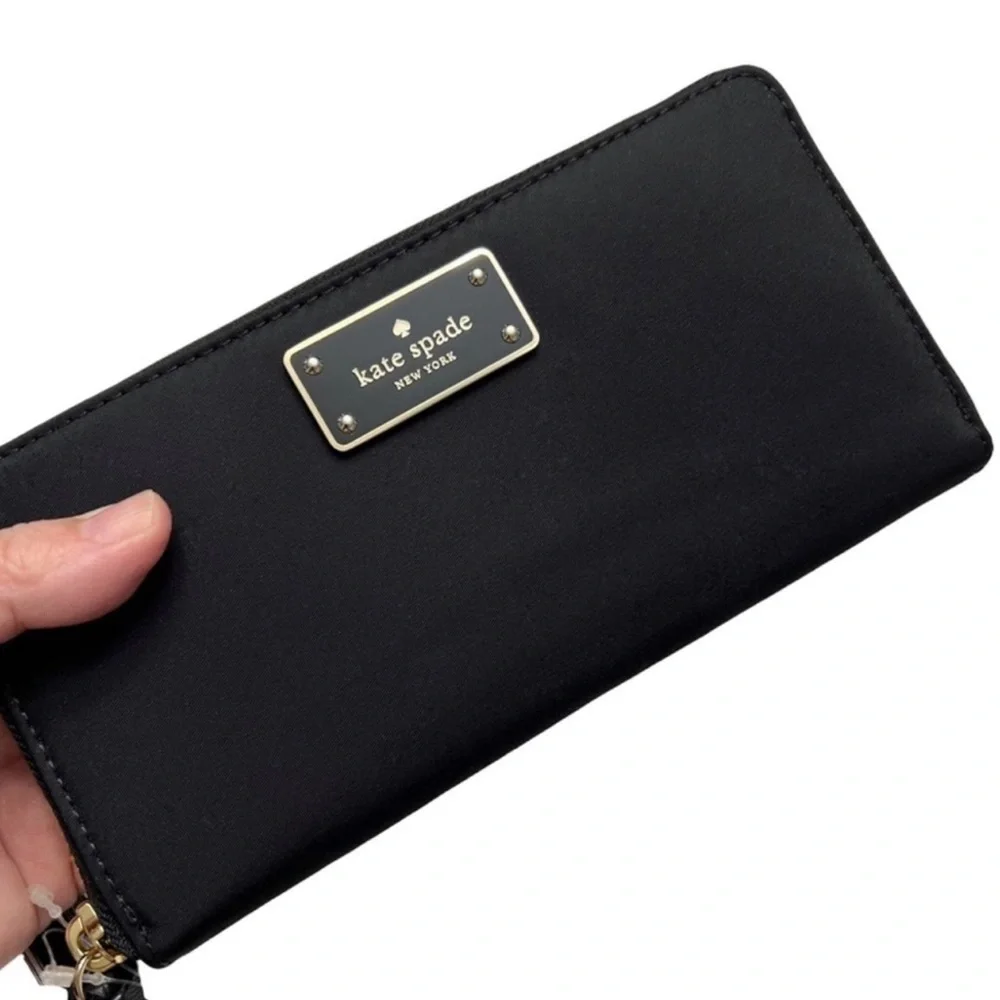 Kate Spade New York Wilson Road Neda Zip Around Wallet Black Nylon Exterior